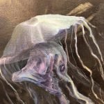 Detail of Jellyfish1, an oilpainting of Randolph Algera about jellyfish in the ocean